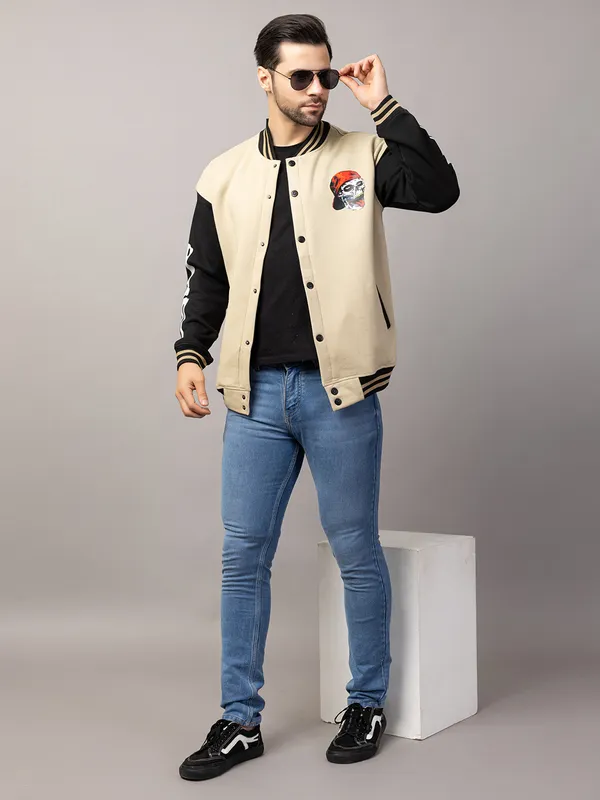 Tan_Cotton_Blend_Printed_Stylish_Varsity_Jacket_For_Men