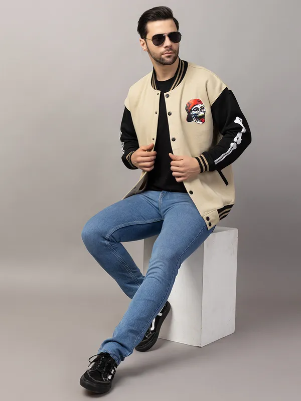 Tan_Cotton_Blend_Printed_Stylish_Varsity_Jacket_For_Men