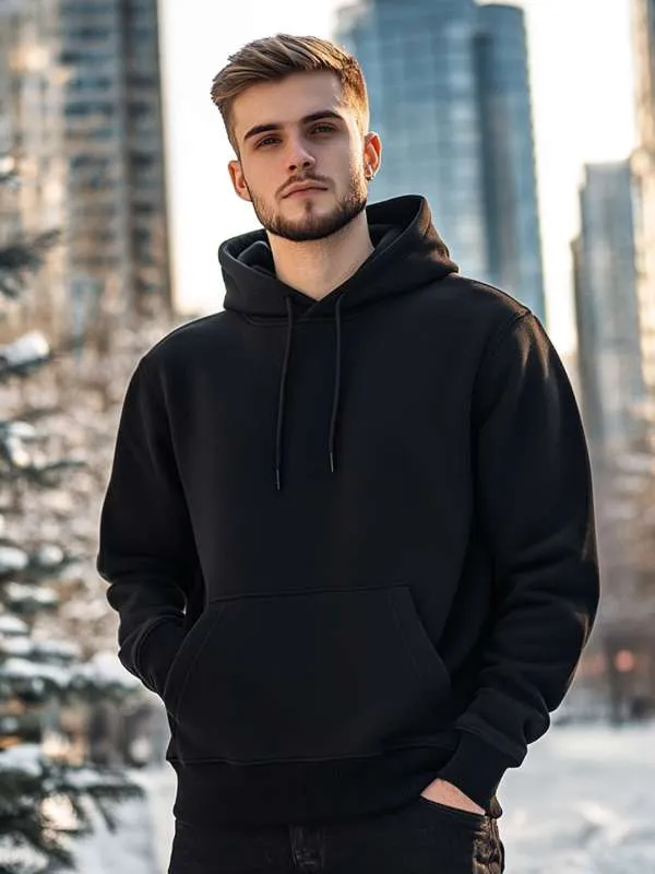 Black_Plain_Hooded_2_Thread_Cotton_Fleece_Sweatshirt_For_Men