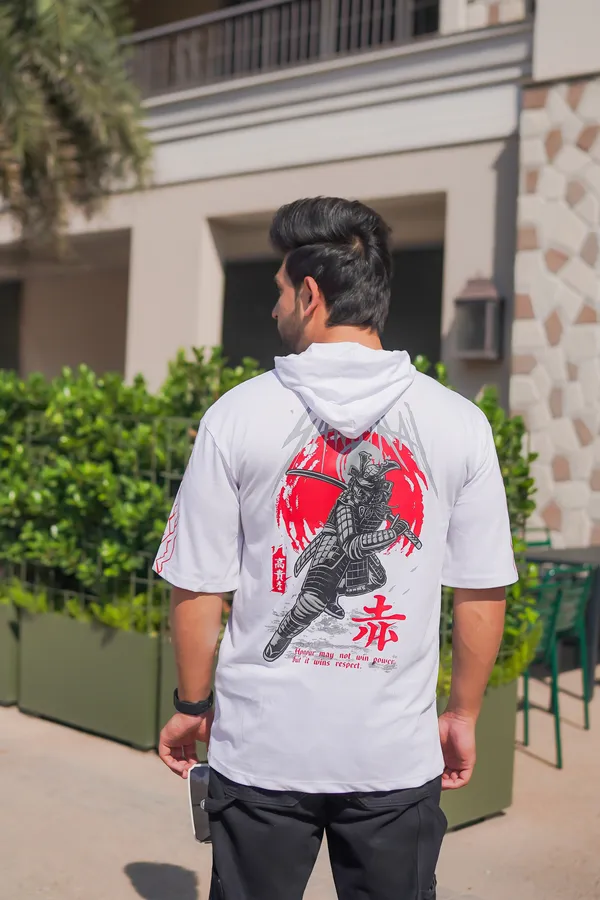 White_Cotton_Blend_Printed_Hooded_Neck_Soft_T-Shirt_For_Men