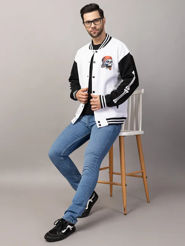 White_Cotton_Blend_Printed_Stylish_Varsity_Jacket_For_Men
