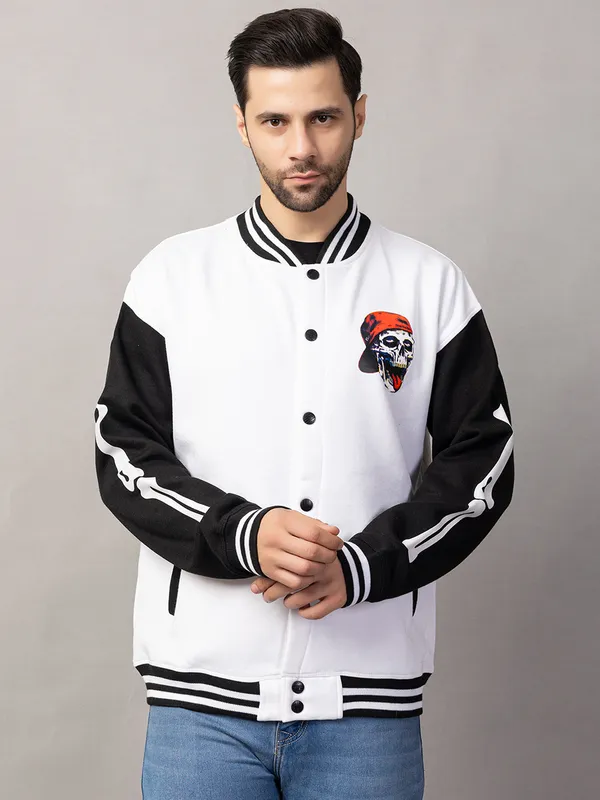 White_Cotton_Blend_Printed_Stylish_Varsity_Jacket_For_Men
