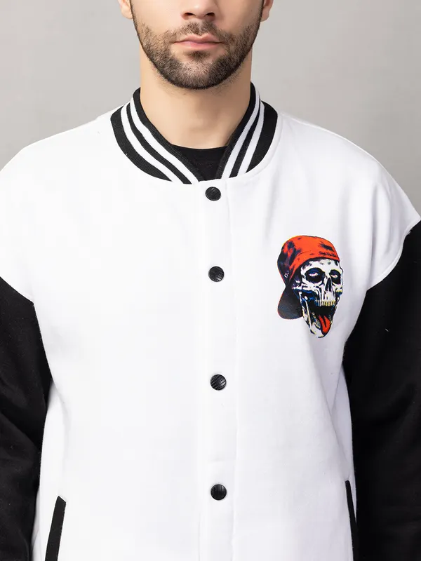 White_Cotton_Blend_Printed_Stylish_Varsity_Jacket_For_Men