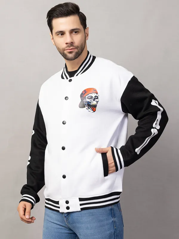 White_Cotton_Blend_Printed_Stylish_Varsity_Jacket_For_Men
