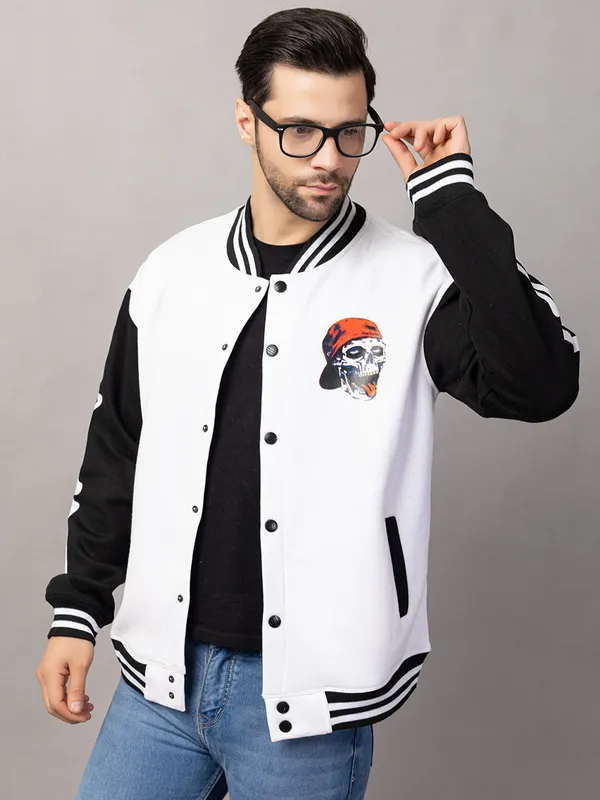 White_Cotton_Blend_Printed_Stylish_Varsity_Jacket_For_Men