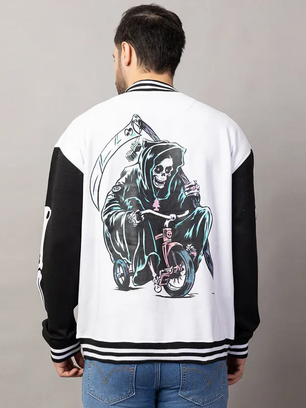 White_Cotton_Blend_Printed_Stylish_Varsity_Jacket_For_Men