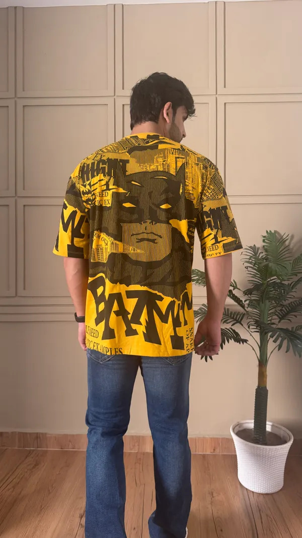 Yellow_Cotton_Blend_Printed_Round_Neck_Soft_T-Shirt_For_Men