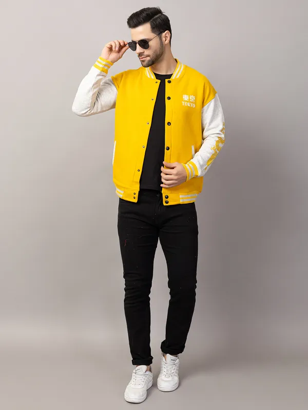 Yellow_Cotton_Blend_Printed_Stylized_Varsity_Jacket_For_Men