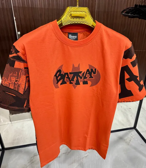 Orange_Cotton_Blend_Printed_Round_Neck_Soft_T-Shirt_For_Men