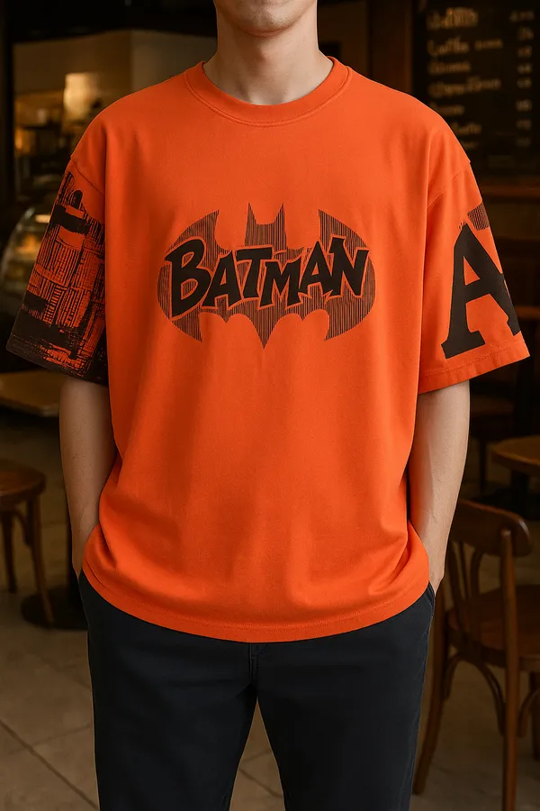 Orange_Cotton_Blend_Printed_Round_Neck_Soft_T-Shirt_For_Men