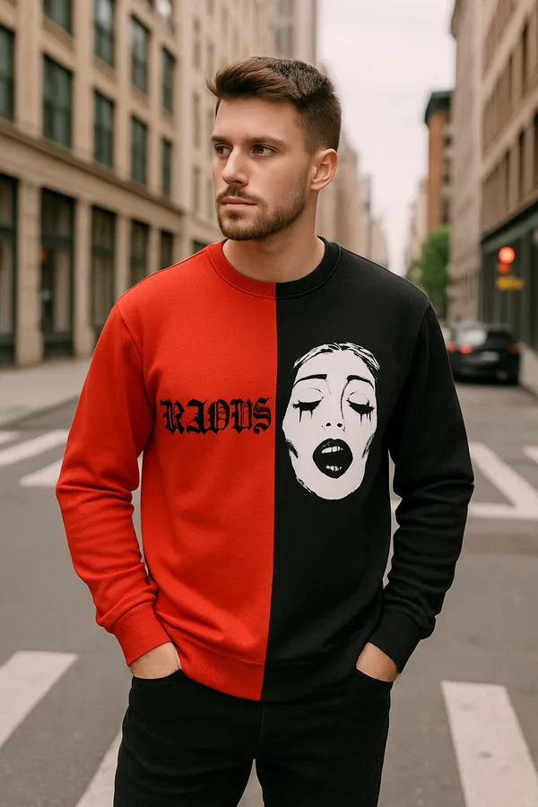 Red_Printed_Round_Neck_Sweatshirt_For_Men