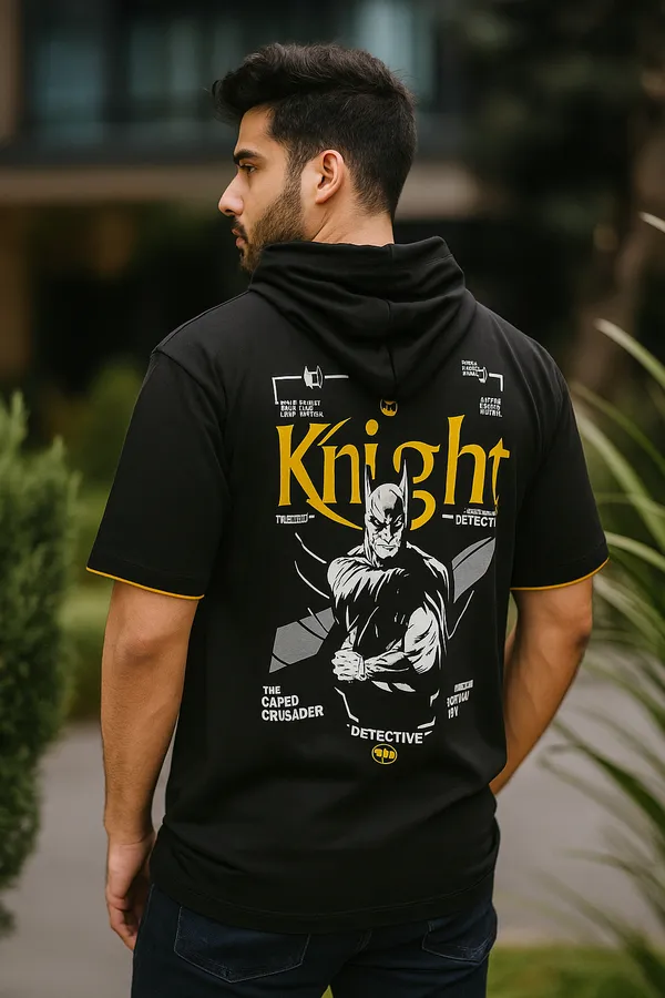 Black_Cotton_Blend_Printed_Hooded_Neck_Soft_T-Shirt_For_Men