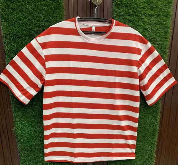 Highlander_Men_Red_White_Striped_Round_Neck_Oversized_Fit_T-Shirt