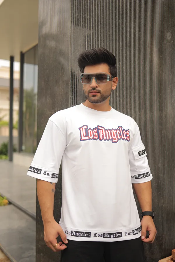 White_Honey_Comb_Printed_Round_Neck_Soft_T-Shirt_For_Men