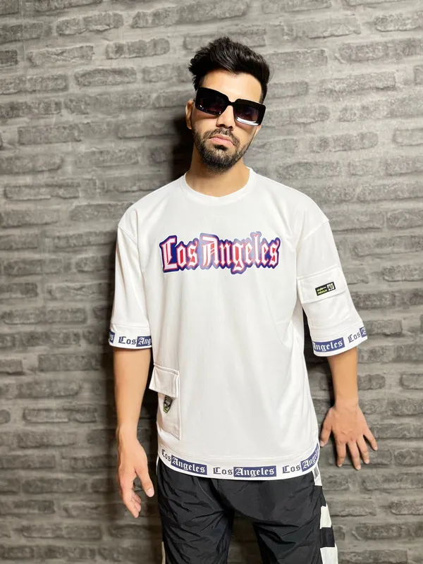 White_Honey_Comb_Printed_Round_Neck_Soft_T-Shirt_For_Men