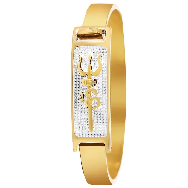 Golden_Plated_Bracelet_For_Men_&_Women_|_With_Trishul_Design_|_Two_Tone