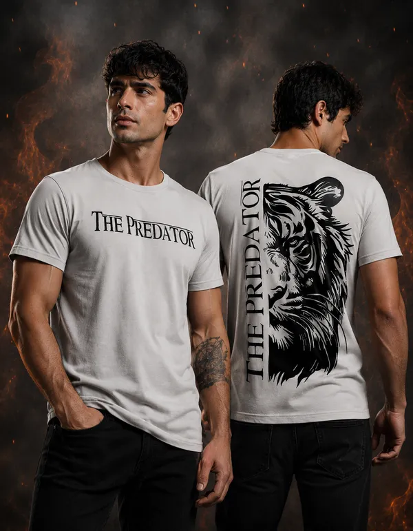 Cream_Cotton_Back_Print_T-Shirt_For_Mens