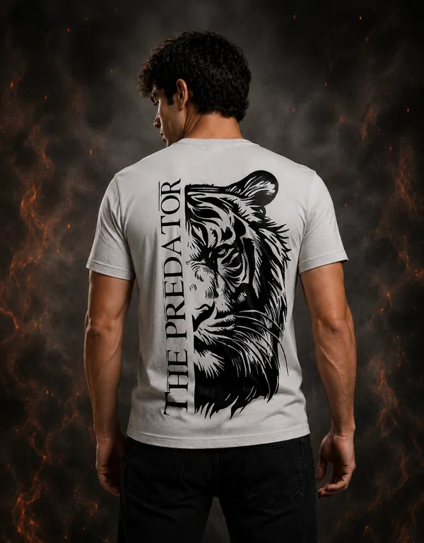 Cream_Cotton_Back_Print_T-Shirt_For_Mens