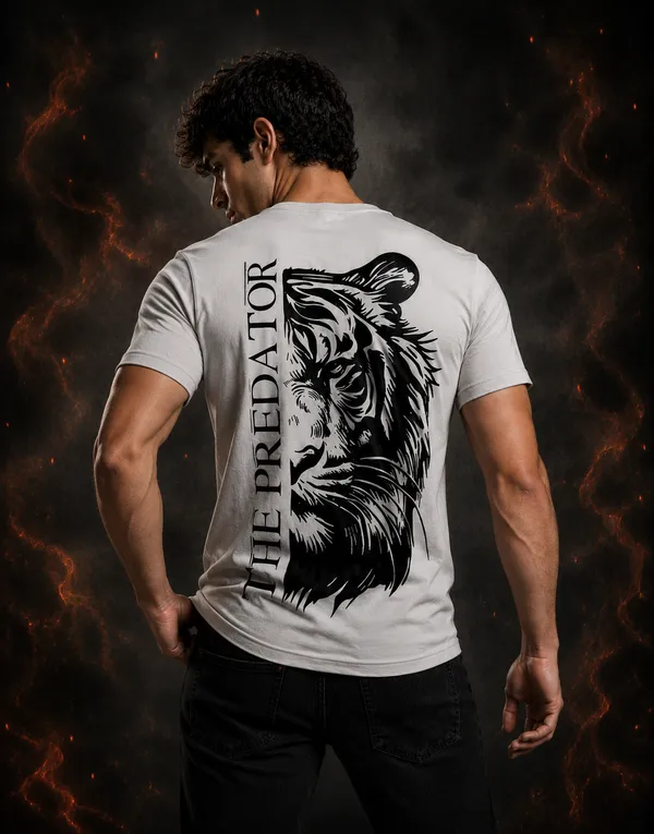 Cream_Cotton_Back_Print_T-Shirt_For_Mens