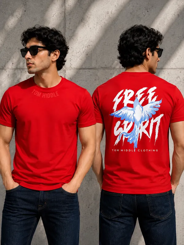 Sindon_Red_Cotton_T-Shirt_For_Mens