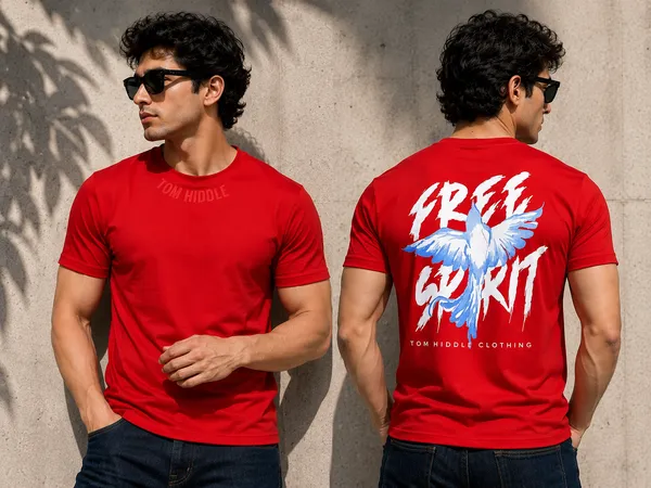 Sindon_Red_Cotton_T-Shirt_For_Mens