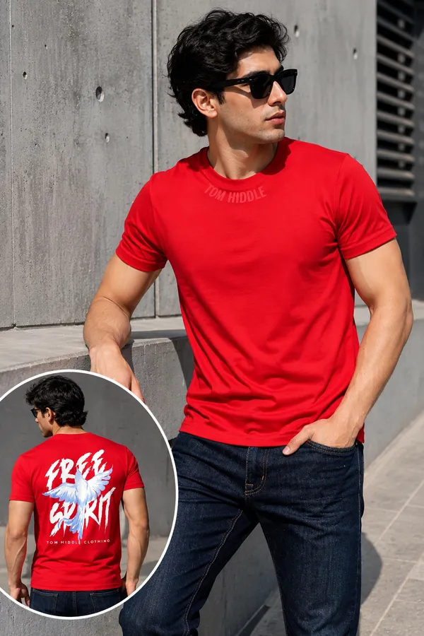 Sindon_Red_Cotton_T-Shirt_For_Mens