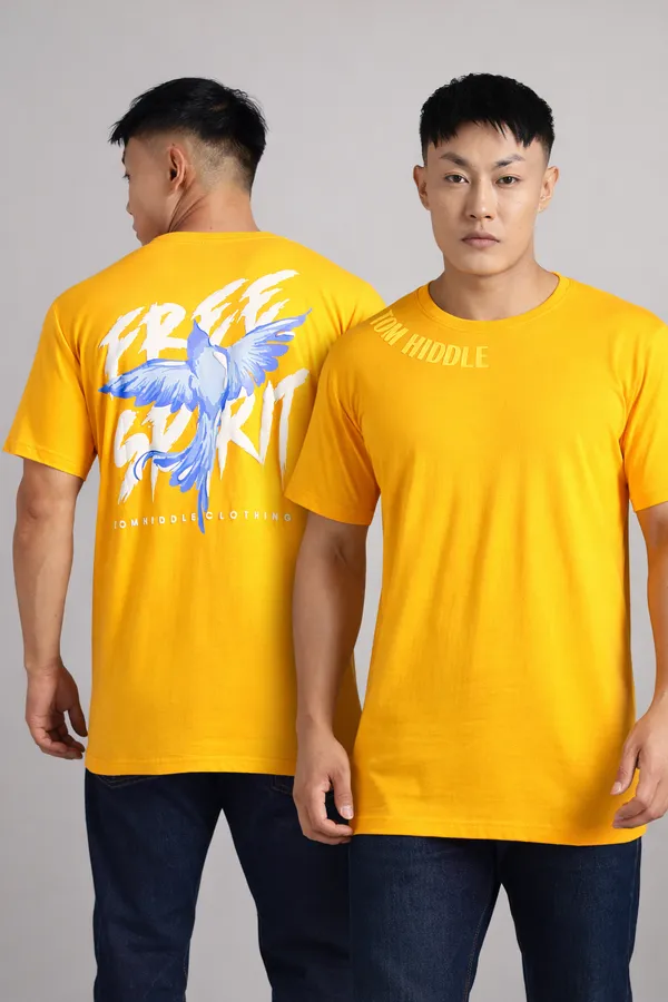 Sindon_Yellow_Cotton_T_Shirt_For_Mens
