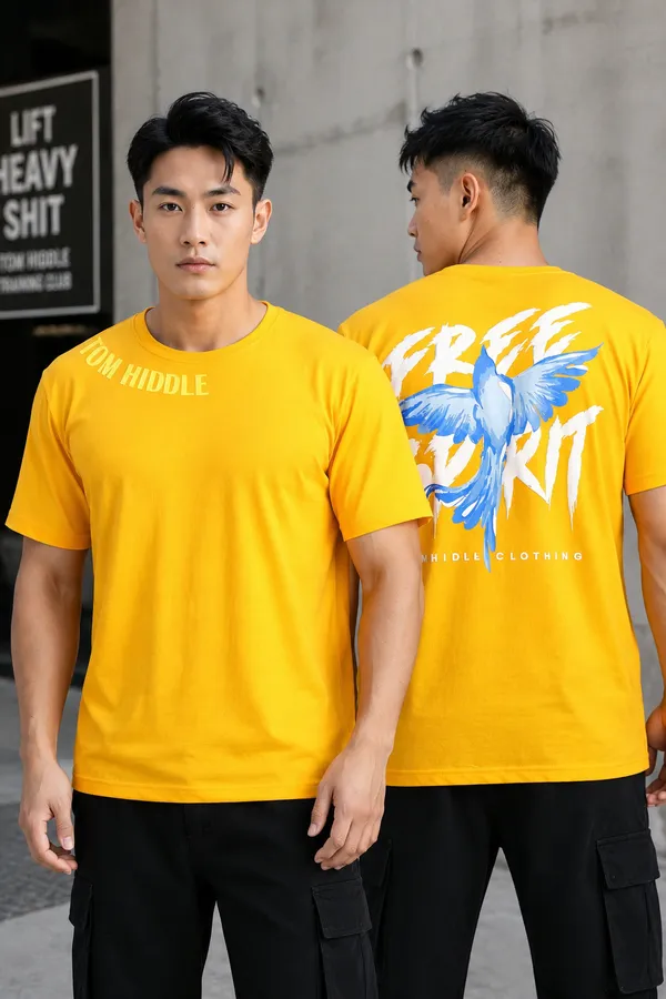Sindon_Yellow_Cotton_T_Shirt_For_Mens