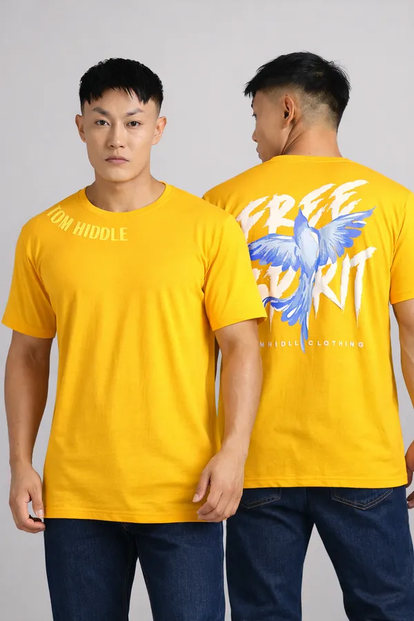 Sindon_Yellow_Cotton_T_Shirt_For_Mens