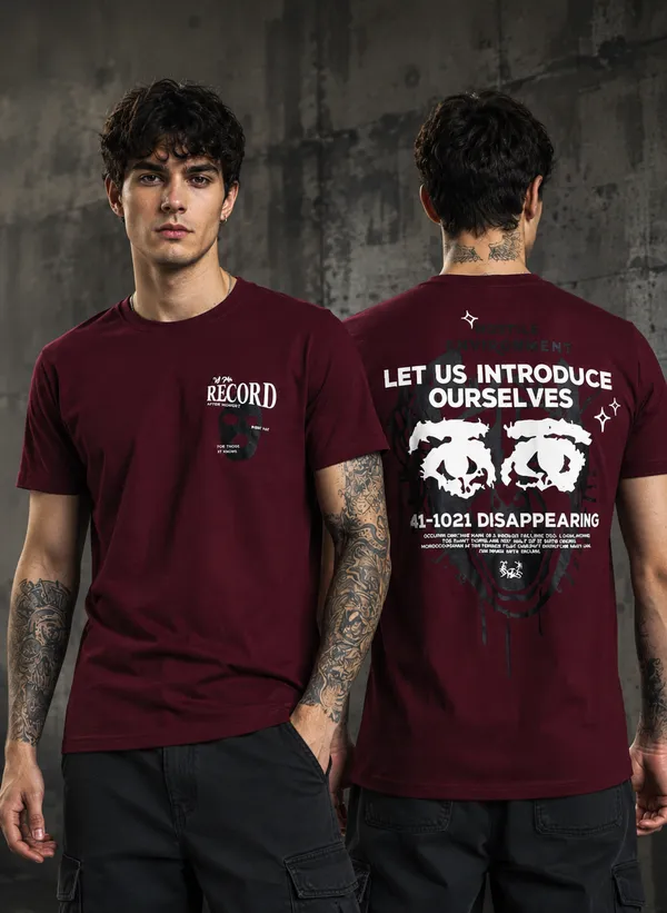 Sindon_Maroon_UNISEX_Cotton_TShirt_with_Back_Print