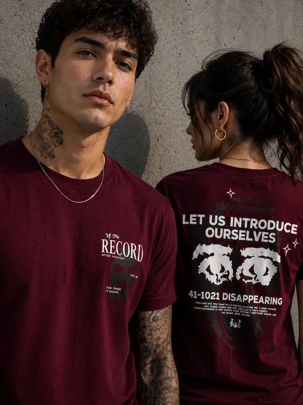 Sindon_Maroon_UNISEX_Cotton_TShirt_with_Back_Print