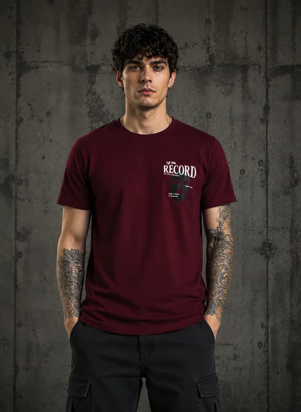 Sindon_Maroon_UNISEX_Cotton_TShirt_with_Back_Print