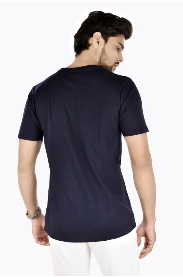 Dark_Blue_Cotton_Blend_Premium_Solid_Men_Round_Neck_T-Shirt_For_Men