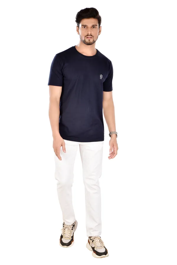 Dark_Blue_Cotton_Blend_Premium_Solid_Men_Round_Neck_T-Shirt_For_Men