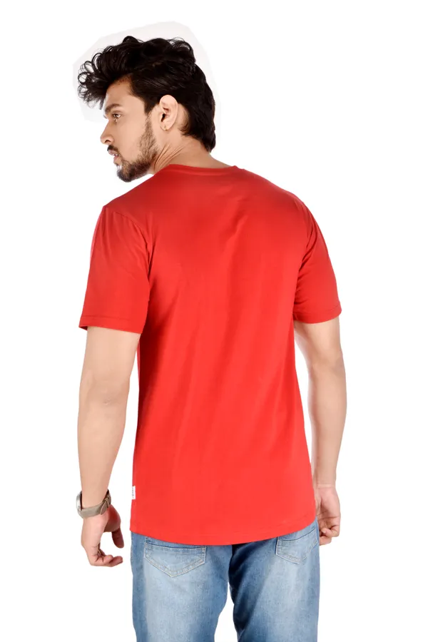 Red_Solid_Cotton_Blend__Round_Neck_Half_Sleeve_T-Shirt_For_Men