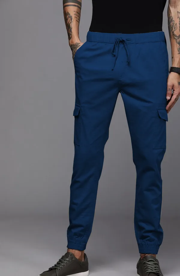 Dark_Blue_Cotton_Blend_Premium_Solid_Cargo_For_Men