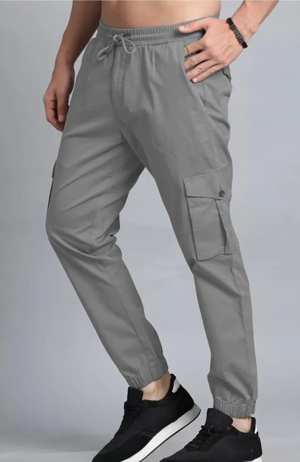 Dark_Grey_Cotton_Blend_Premium_Solid_Cargo_For_Men
