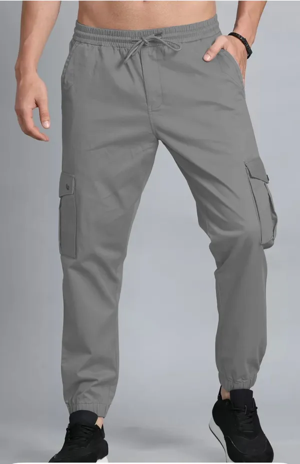 Dark_Grey_Cotton_Blend_Premium_Solid_Cargo_For_Men