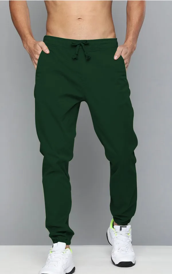 Dark_Green_Cotton_Blend_Premium_Solid_Joggers_For_Men