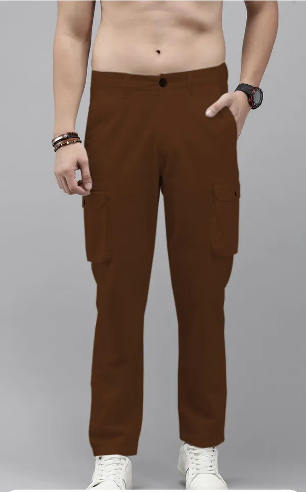 Brown_Cotton_Blend_Premium_Solid_Cargo_For_Men