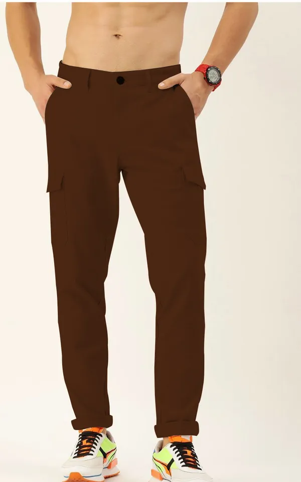 Brown_Cotton_Blend_Premium_Solid_Cargo_For_Men