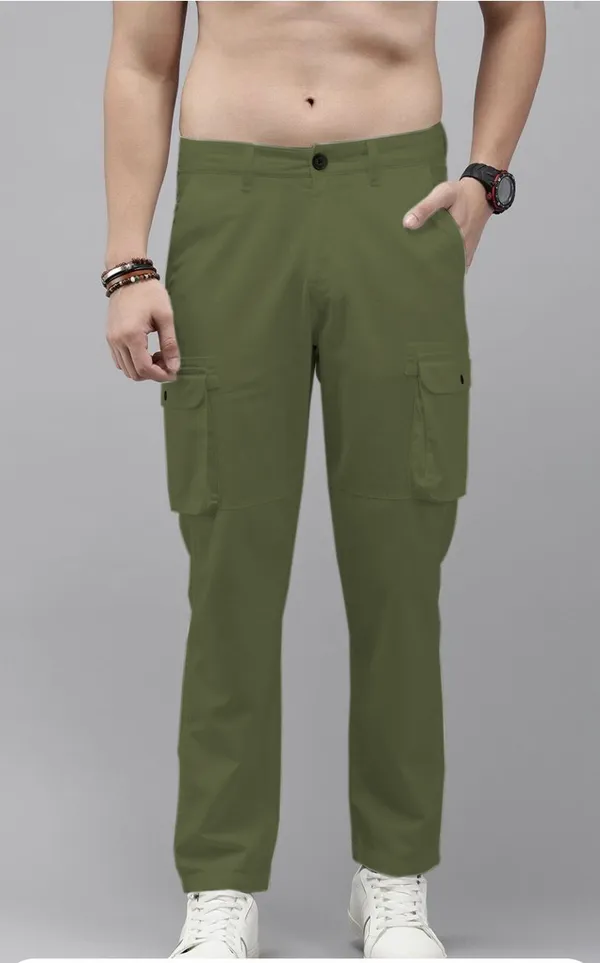 Olive_Green_Cotton_Blend_Solid_Mens_Cargo