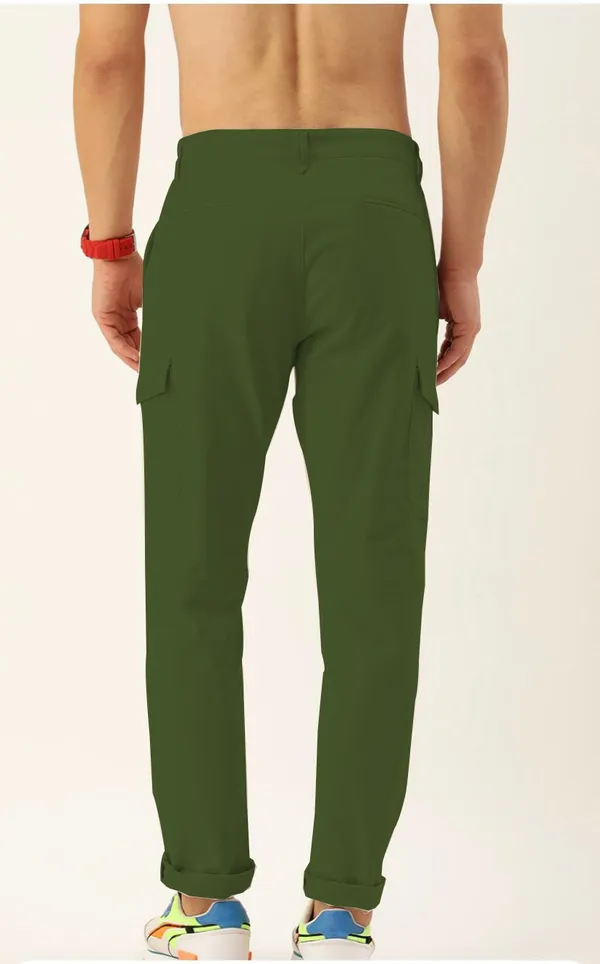 Olive_Green_Cotton_Blend_Premium_Solid_Cargo_For_Men