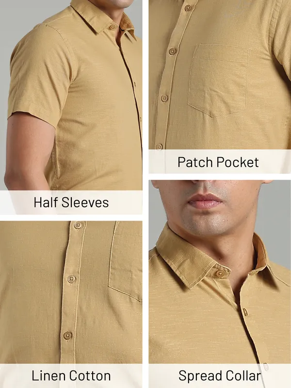 Southbay_Men's_Beige_&_Khaki_Formal_Shirt