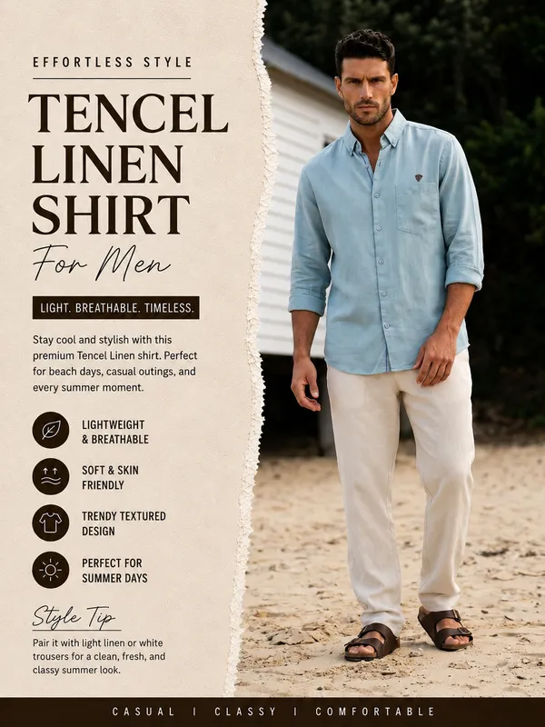 Kuons_Avenue_Men's_Aquamarine_Tencel_Linen_Casual_Shirt