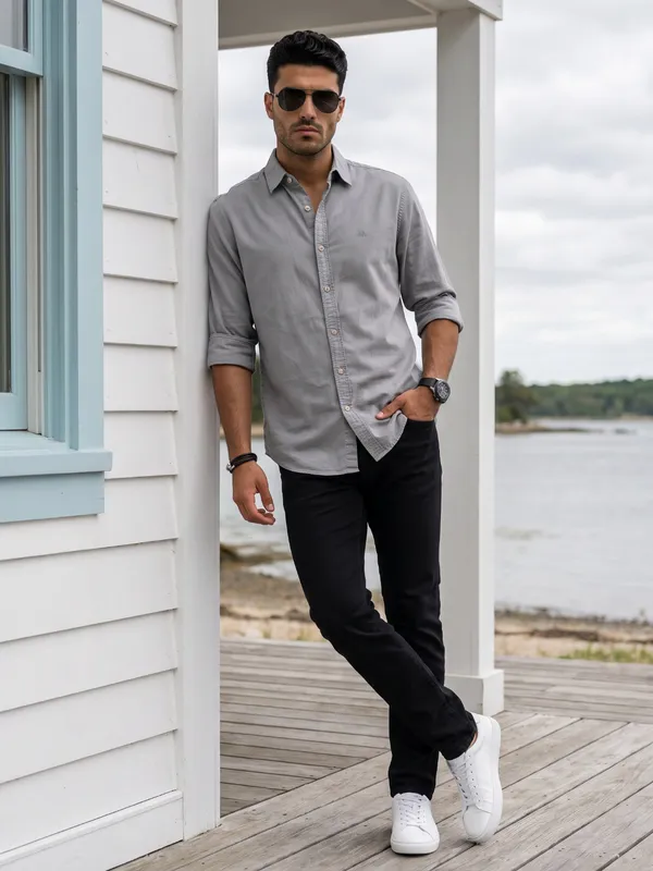 Kuons_Avenue_Men's_Ash_Grey_Tencel_Linen_Casual_Shirt