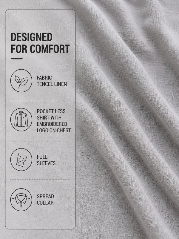 Kuons_Avenue_Men's_Ash_Grey_Tencel_Linen_Casual_Shirt
