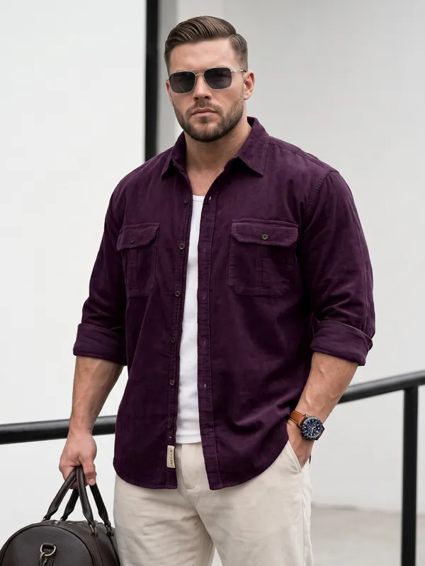 Kuons_Avenue_Men's_Aubergine_Corduroy_Casual_Shacket