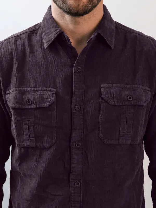 Kuons_Avenue_Men's_Aubergine_Corduroy_Casual_Shirt