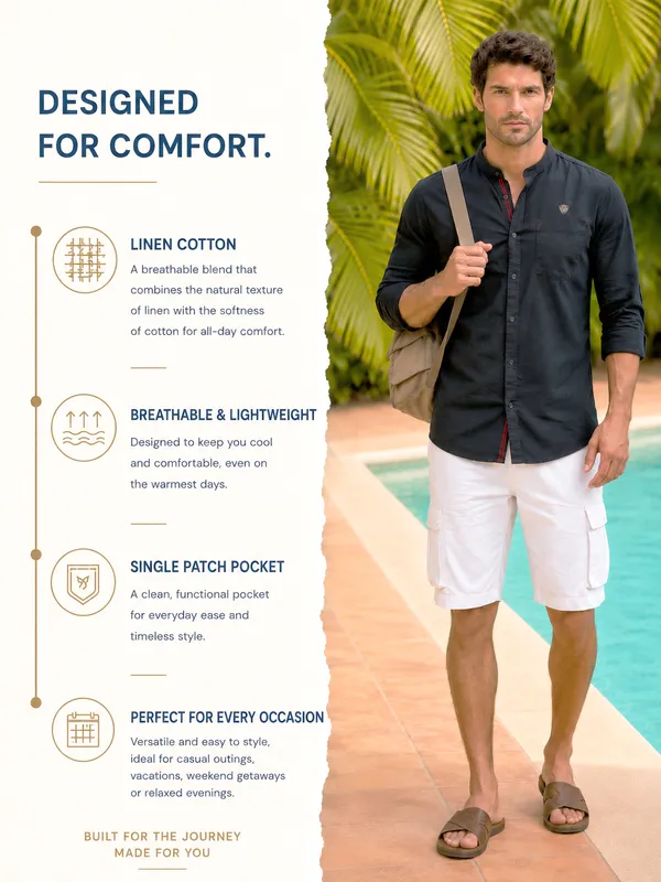 Kuons_Avenue_Men’s_Black_Linen_Cotton_Casual_Shirt